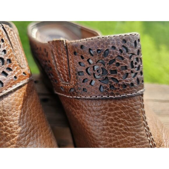 ARIAT Santa Cruz Comfort Clog Brown Caramel Leather Padded Insole US 10 B - Picture 3 of 12